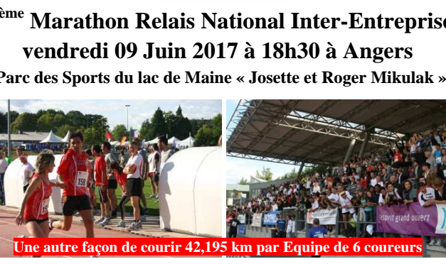 La 7e Édition du Marathon Relais Inter-Entreprises aura lieu, le Vendredi 9 Juin 2017.