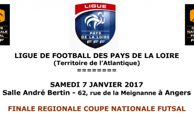 Finale Régionale de la coupe Nationale Futsal, samedi 7 Janvier à Angers.