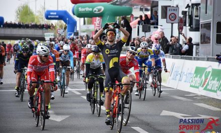 Bryan COQUARD vainqueur de l’étape et Alex DOWSETT maillot jaune.