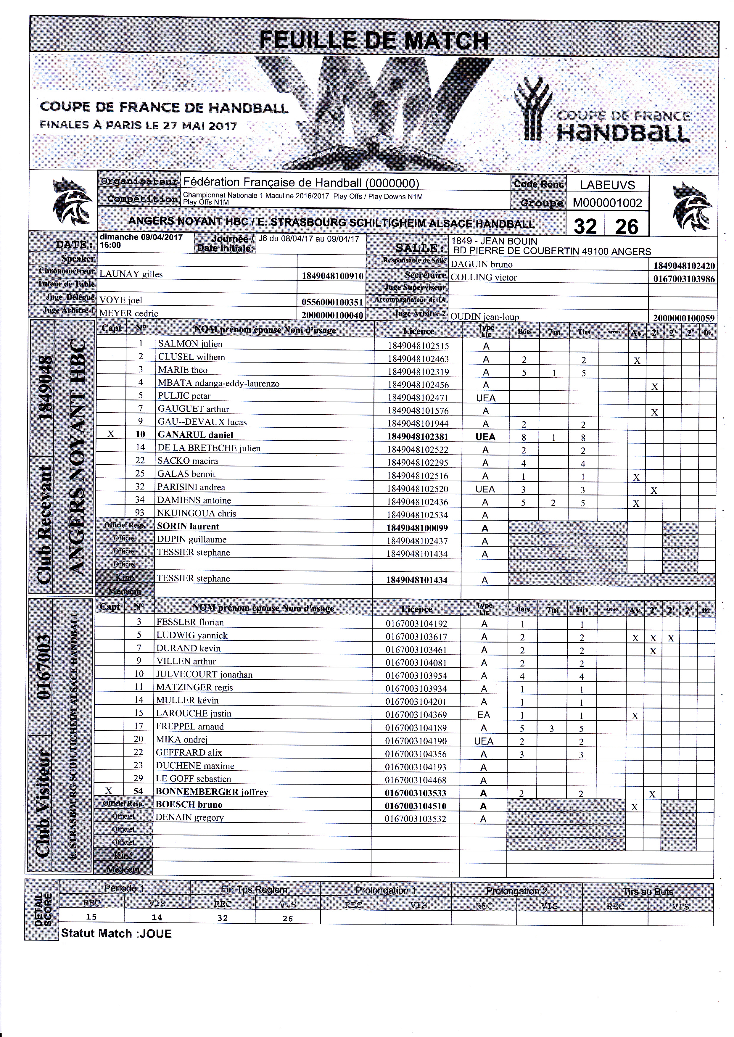 Feuille de match