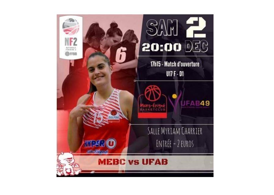 NF2 (9e journée) : Derby très attendu entre Mûrs-Erigné et l’Union Féminine Angers Basket (espoir).