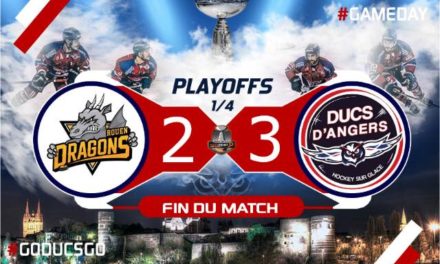 Ligue Magnus (play-offs / Match 2) : Angers égalise dans la série en s’imposant à Rouen (3-2).