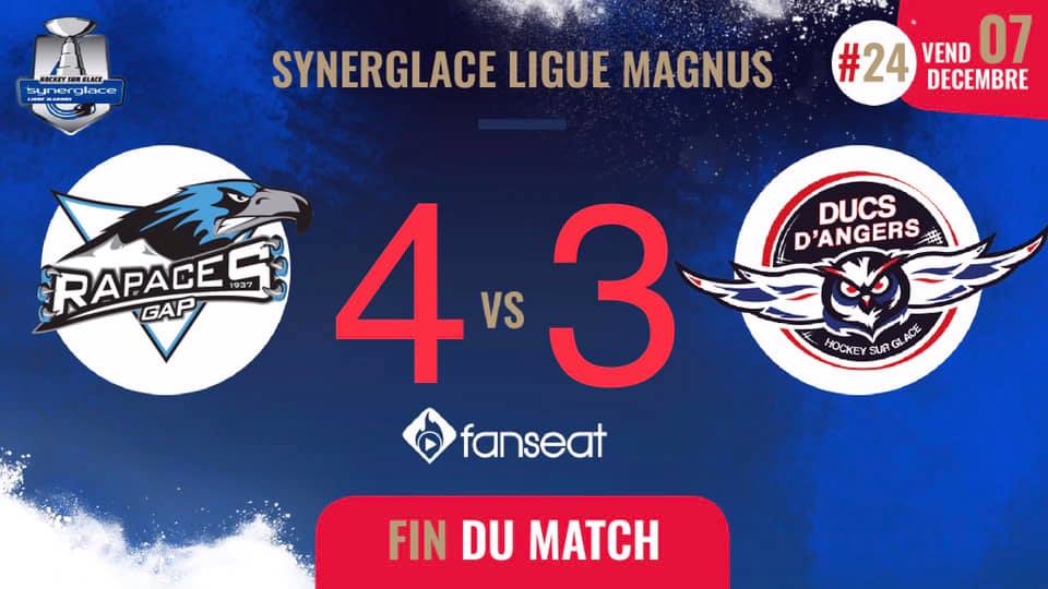 Ligue Magnus (24e journée) : Angers s’incline lors de la séance des tirs au but à Gap (4-3).