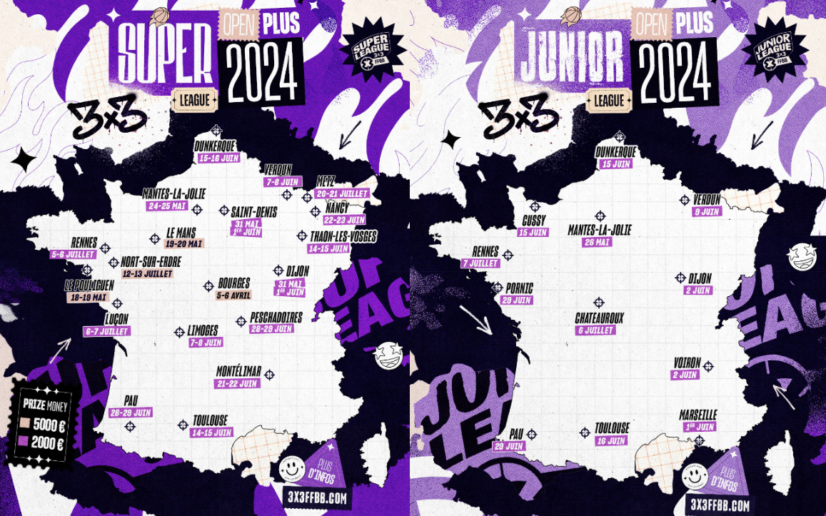 Les calendriers Superleague et Juniorleague 3×3 FFBB 2024 dévoilés.