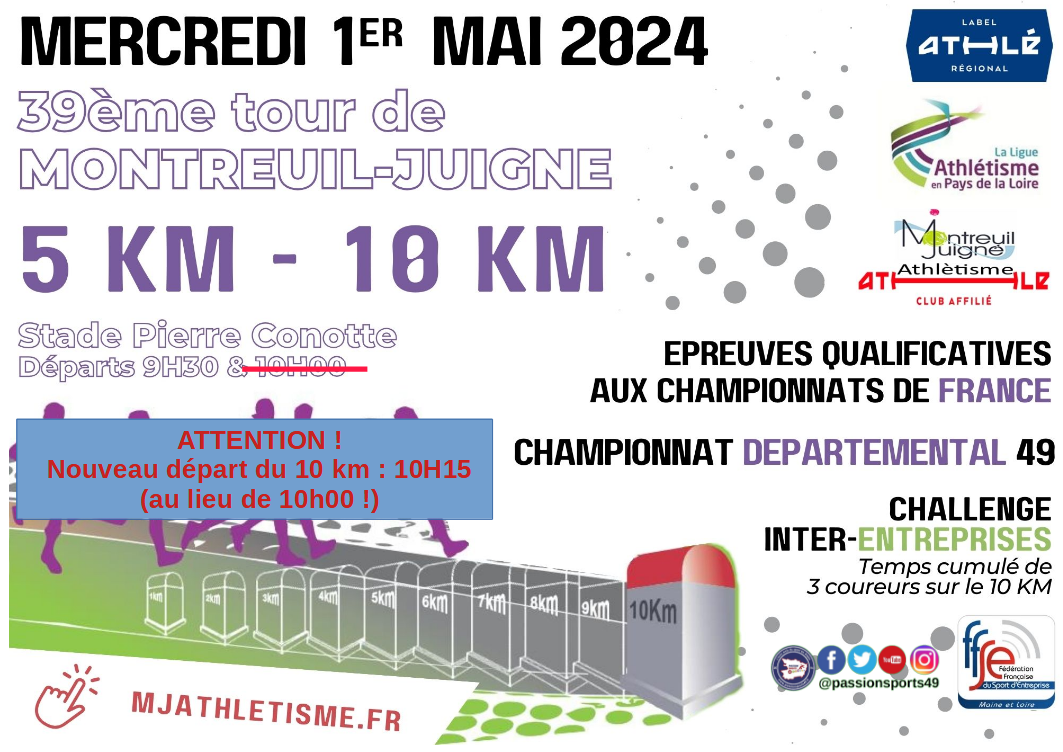 39e édition des dix kilomètres de Montreuil-Juigné.