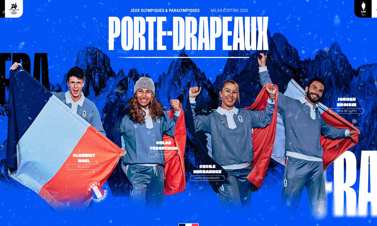 Quatre porte-drapeaux pour conduire l’Équipe de France aux Jeux d’hiver de Milan-Cortina 2026 !